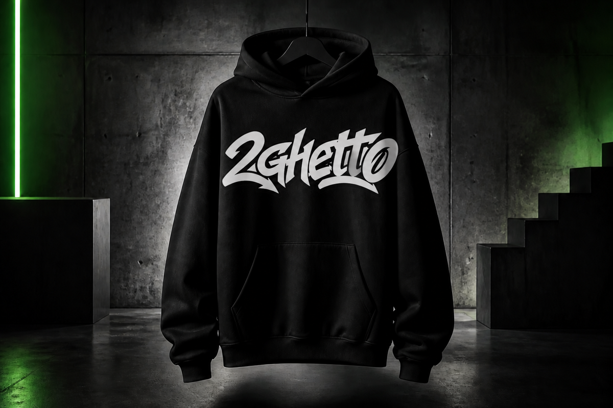 2Ghetto black hoodie with logo